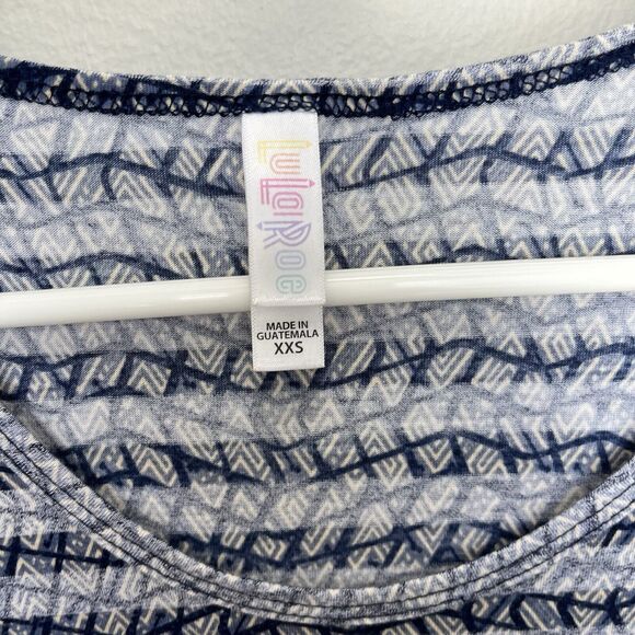 Lularoe | Blue & Cream Striped Print Short Sleeve Top XXS Simply Comfortable - Picture 3 of 5